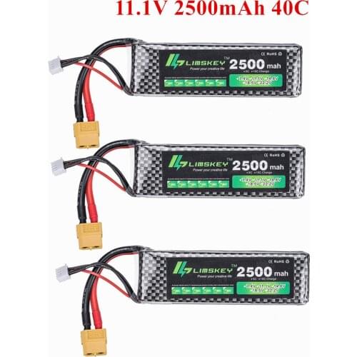 3PCS/lot 3S 11.1v 2500mAh 40C LiPo Battery XT60/T/JST/EC5 Plug For RC Car Airplane Helicopter 11.1v Rechargeable Lipo Battery 3s