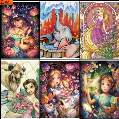 Diamond Painting Beauty and The Beast Cartoon Girl Anime Diamond Mosaic Diamond Embroidery Home Decor Cross Stitch Kits Disney