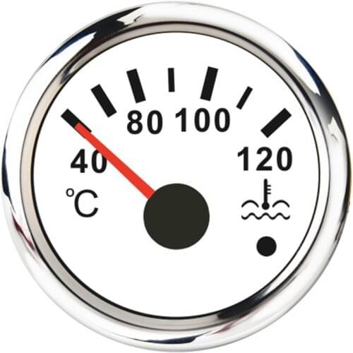 Auto Water Temperature Meter 52mm Water Temp Gauge Indicator 40-120℃ For Car Boat Motorcycles 12-24V Red Backlight With Alarm