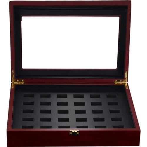 Championship Ring Display Case Sports Ring Storage Box Wooden Black Velvet Lining Ring Jewelry Packaging Large Capacity