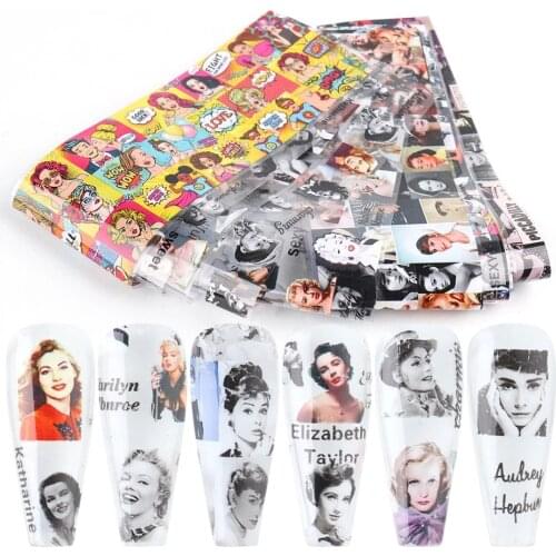 Floral Cupid Eros Holographic Nail Art Transfer Foil Sticker Starry AB Paper Wraps Adhesive Decals Nails Decoration Accessories