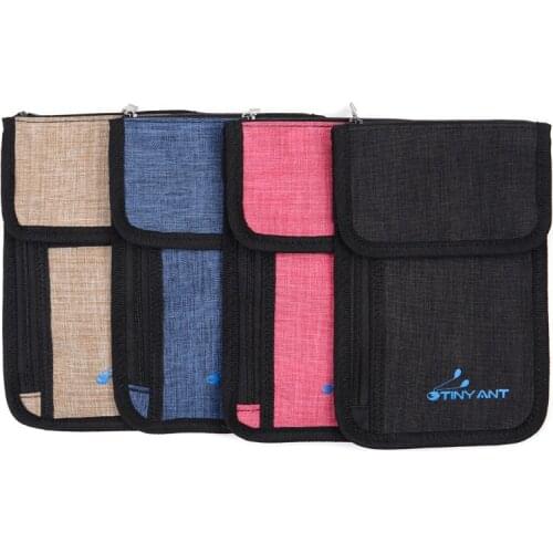 Women Travel Neck Wallet Pouch with RFID Blocking Men Passport Cover Holder Document Organizer Card Mobile Phone Bag