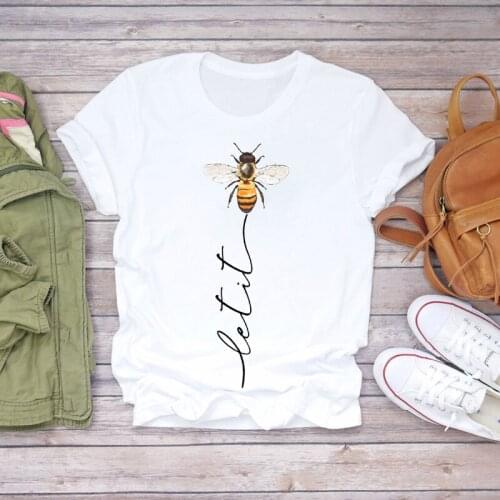 Womens T-shirts Flower Fashion Cartoon Letter Kawaii 90s Floral Ladies Lady Women Print Ladies Top T Graphic Female Tee T-Shirt