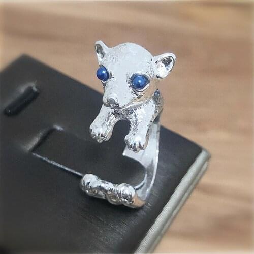 G.SKY Antique Silver Plated Open Adjustable New Dog Ring Girl Gifts