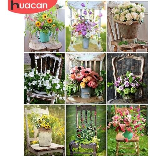 HUACAN Paint By Number Flower Kits Handpainted DIY Picture By Number Chair Drawing On Canvas Home Decoration