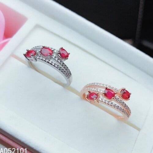 KJJEAXCMY fine jewelry S925 sterling silver inlaid natural ruby new girl noble ring support test Chinese style with box