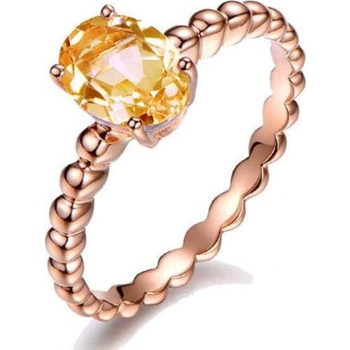 Ociki Cubic Zirconia Rose Gold Color Crystal CZ Wedding Rings Champagne Jewelry for Women Girls Gift Dropshipping Gift Wholesale
