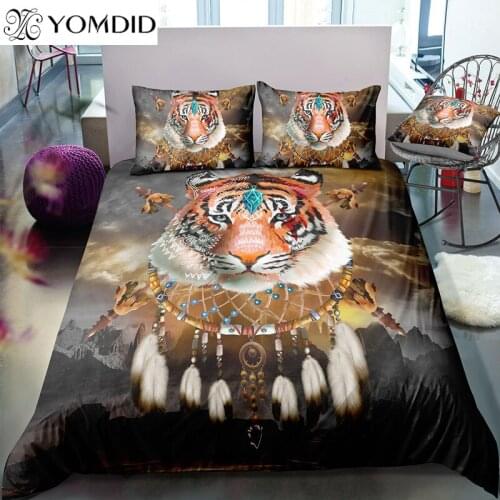 3D Printing Bedding Sets Tiger Pattern Duvet Cover Set Polyester Fabric Printed Quilt Cover With Pillowcase Home Bedroom Decor