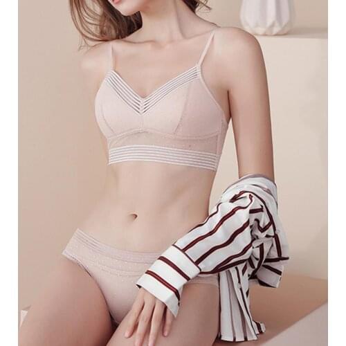 Women Underwear Set Wireless U Shape See Through Bra Bralette Underpants for Inside Wear