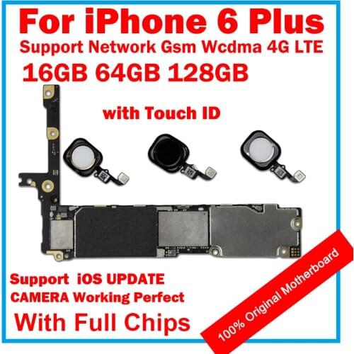 Full Chips 4G Lte Network Main Motherboard For IPhone 6 Plus 16GB 64GB 128GB Not ID Locked Logic Board Unlocked IOS System