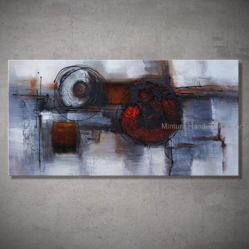 Mintura 100% Handmade Handpainted Red Abstract Oil Paintings Canvas Black White Art For Wall Art Pictures Modern Home Decoration