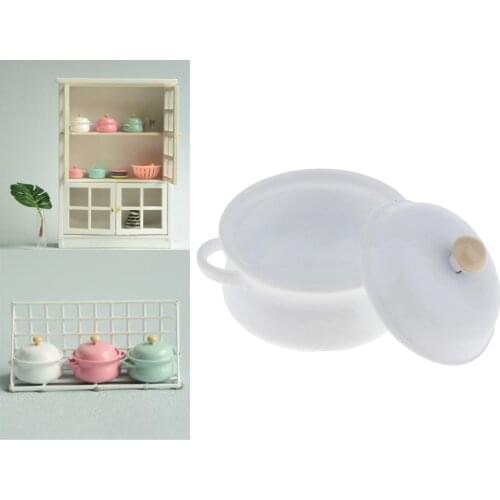 Fashion Miniature Candy Color Soup Pot Dollhouse Accessory Gift Toy - White