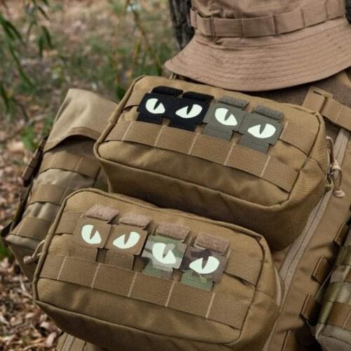 Cat Eyes Morale Nightlight Fluorescent Patch Military Army Evil-Eyes Luminous Glow in The Dark Travel Backpack Hat Tags