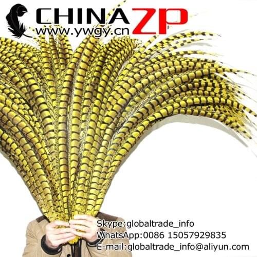 Wholesale in CHINAZP Factory 50pcs/lot Size 80-90cm(32-36inch) Unique Dyed Yellow Lady Amherst Pheasant Tail Feathers