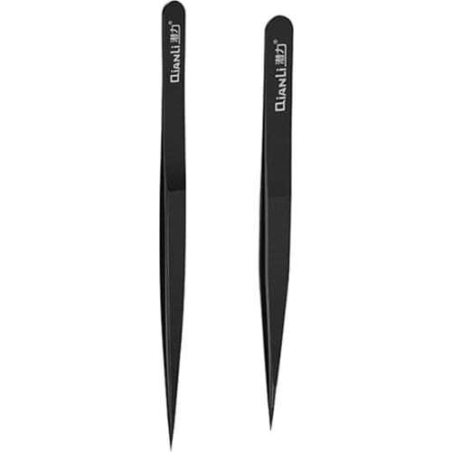 Qianli iNeezy Tweezers 0.1mm Black Hand Polished Stainless Steel BGA Jumper Repair Tools Non-Magnetic Micro Soldering Forceps