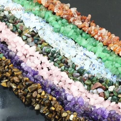 Charms 12 Colors Stone Beads Necklace Chips Gravel Natural Agat Tiger Eyes Jades Lapis Lazuli Women Chain Jewelry 18inch B3390