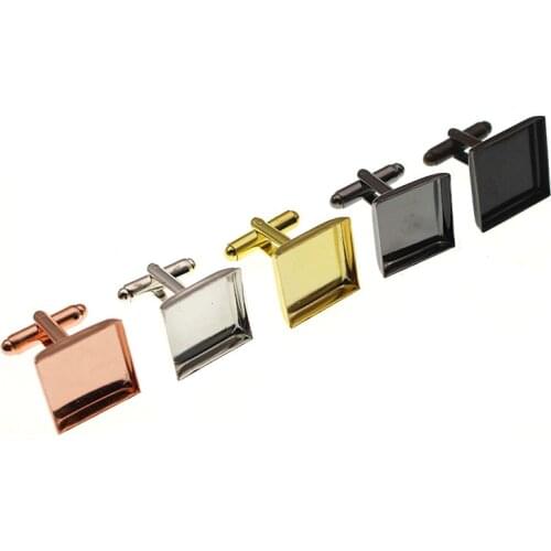 10pcs 16 18 20 25mm Copper Blank Square Cufflinks Base for Jewelry Findings Cufflink Tie Clips Cabochon Setting DIY Clothes