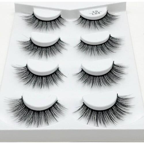 2019 New 4 pairs natural false eyelashes fake lashes long makeup 3d mink lashes eyelash extension mink eyelashes for beauty 04