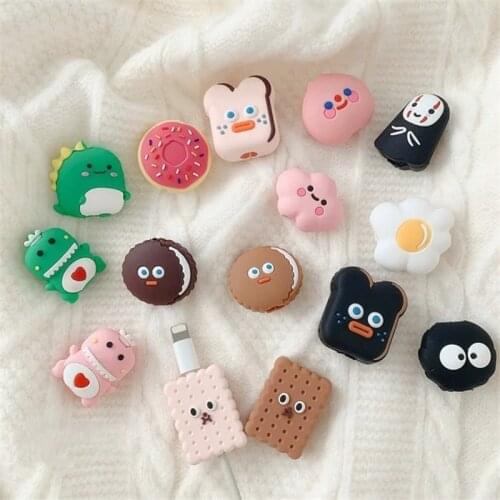 Silicone Protector Cable Bite Cute Cartoon Animal Charger Cord Protector For iPhone USB Cable Data Line Saver Wire Organizer