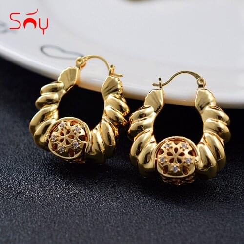 Sunny Jewelry Fashion Jewelry 2021 New Design Hoop Earrings For Women High Quality Zircon Exquisite Flowers Anniversary Party