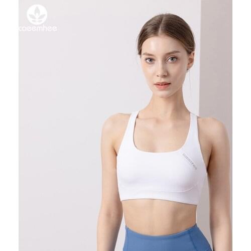 CAEEMHEE Naked Feel Gym Workout Sports Bras Top Women Letter Padded Vest-Type Push Up Fitness Training Yoga Brassiere