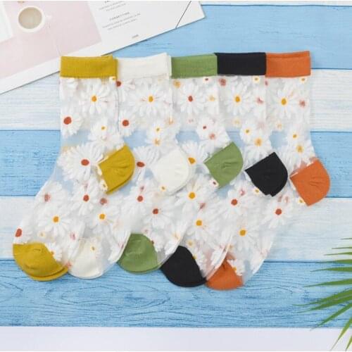 Yishine Breathable 2021 Sweet Daisy Cartoon Flowers Summer Women Street Snap Fashion Cat Hearts Prints Glass Silk Short Embroide