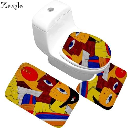Zeegle Africa Woman Bath Mats Bathroom Christmas Decor Bath Carpet Absorbent Toilet Mat Bath Rugs Non-slip Shower Mats Rug Set