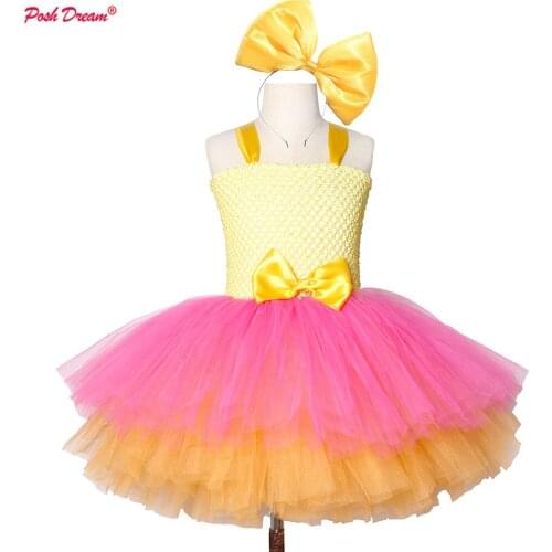 Yellow Pink Toddler Girls Princess Dress for Birthday Party Spring Easter Festival Costume for Children Thanksgiving Tutu Dress