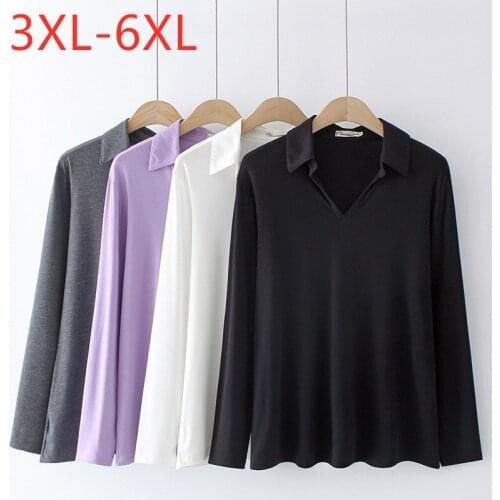 New 2021 Ladies Spring Autumn Plus Size Tops For Women Large Long Sleeve Loose Cotton Black White T-shirt 3XL 4XL 5XL 6XL
