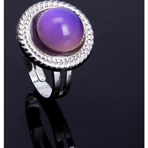 Stone Mood Ring Adjustable Women Temperature Change Color Oval Jewelry