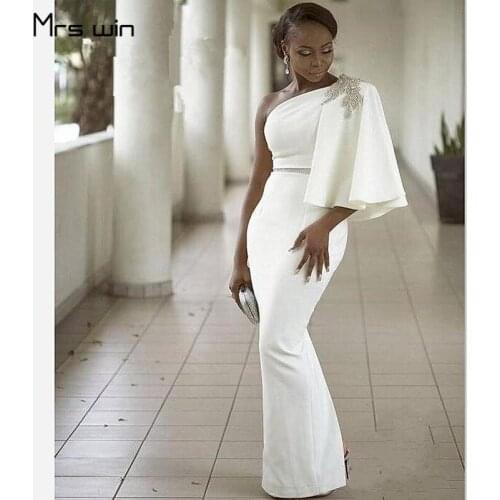 Mrs win Evening Dress Elegant Ruflles Robe De Soiree Mermaid One Shoulder Women Party Dresses Formal Gowns For Girls HR095