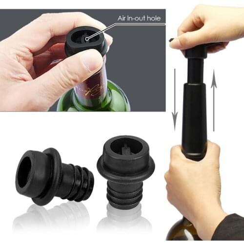 1 Set Wine Saver Vacuum Bottle Stopper Set 1 Pump + 2 Caps Sealing Preserver Drinks Hat Caps Silicone Reusable