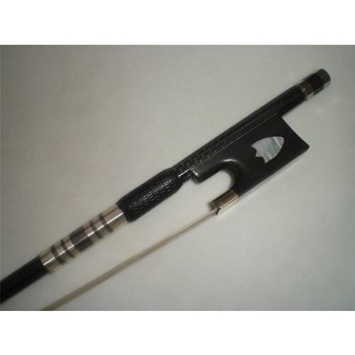 1 PC Black Carbon Fiber Bow with Grids Violin Bow 4/4 Ebony Frog White Bow Hair 1031