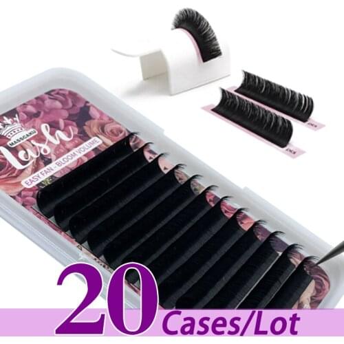 20case/lot MASSCAKU PBT material 0.05 0.07 easy fanning eyelash extentions c/d curl premium cashmere easy fanning lashes