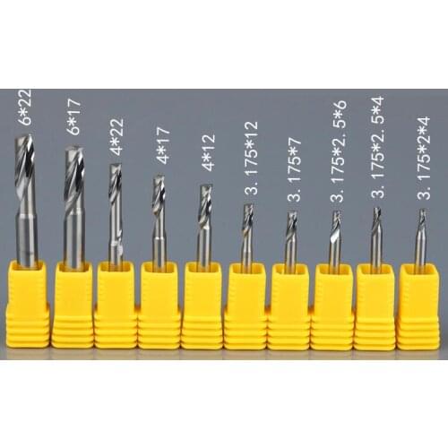 3.175x15mm 4*15mm Imported aluminum sheet special single-edged spiral milling cutter for cutting aluminum advertising CNC