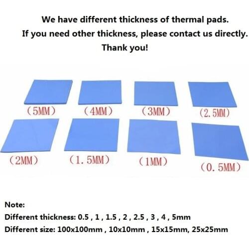 3pcs Gdstime 100mm x 100mm x1mm 1.5mm 2mm Thickness Blue White Combination Thermal Conductive Silicone Pads