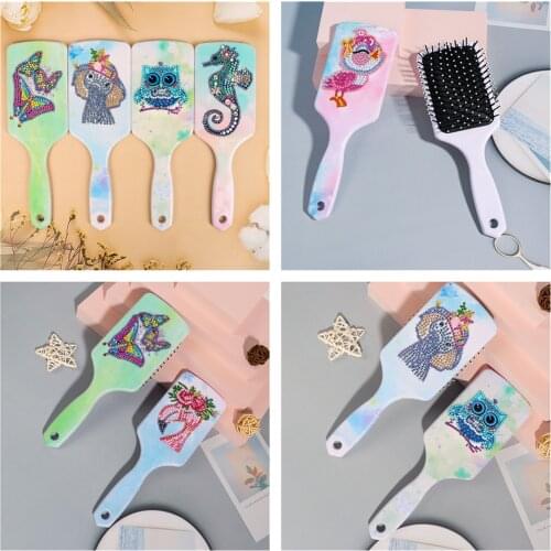5D DIY Diamond Painting Air Cushion Comb Diamond Mosaic Cute Cartoon Animal Picture Embroidery Painting Hair Comb Girl Gift