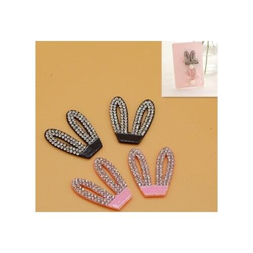 Sew on 3.4*2.8cm 20pcs/lot shiny rabbit with Shiny diamond Padded Patches Appliques For Clothes Sewing Supplies Decoration