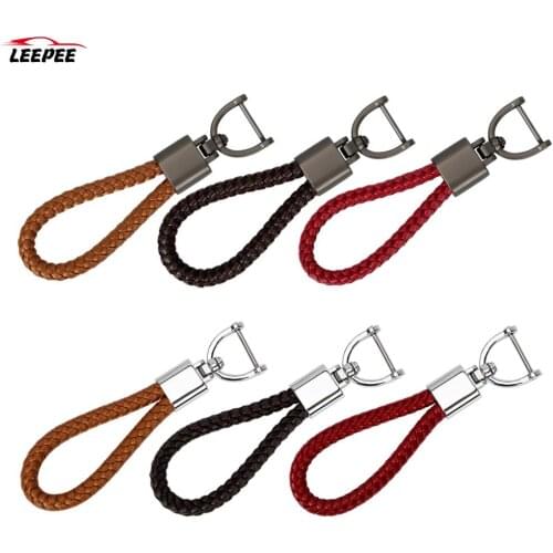 Car Shape Keychain Hand Woven Car Key Holder Leather For BMW NISSAN VW Honda Kia Citroen Toyota Audi Mercedes