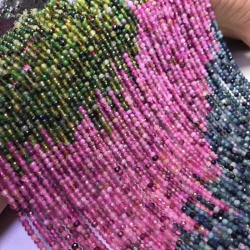 Tourmaline gradient color roundel faceted 2*3mm for DIY jewelry making loose beads FPPJ wholesale beads nature gemstone
