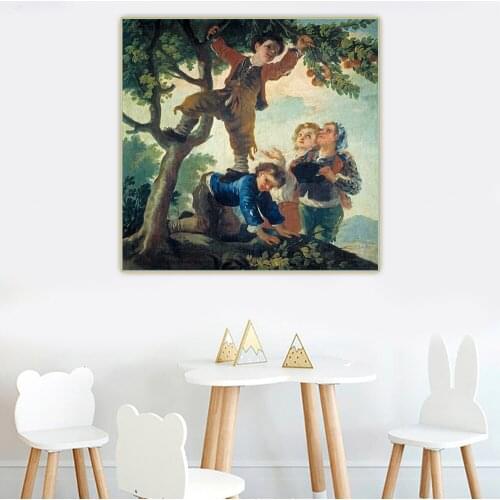 Citon Francisco Goya《Boys Picking Fruit》Canvas Art Oil Painting Artwork Poster Picture Wall Background Decor Home Decoration