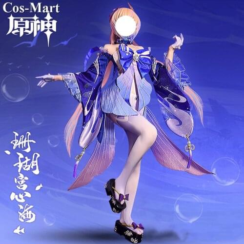 New Game Genshin Impact Sangonomiya Kokomi Cosplay Fashion Gorgeous Battle Dress Female Activity Party Role Play Clothing S-XL