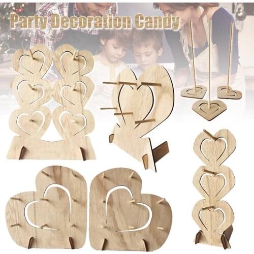 Wooden Donut Stands Heart-shaped Holder for Wedding Birthday Party Donuts Display Corner Decoration-30
