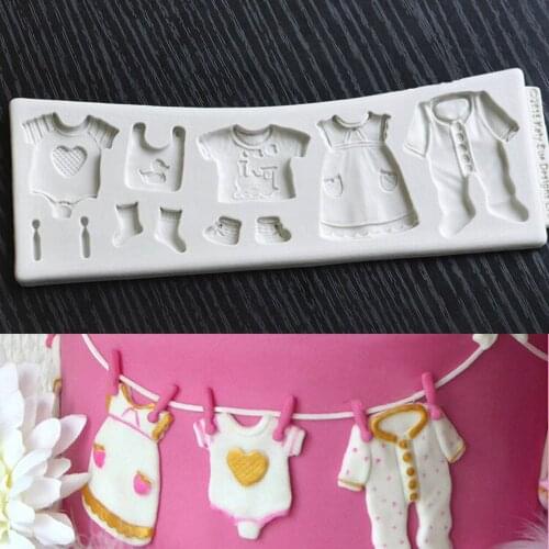 Childrens Baby Clothing Fondant Silicone Moulds chocolate Dry Peas Baked Cake Decoration Clay Molds
