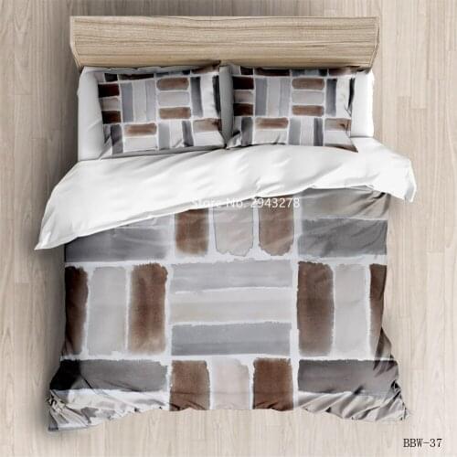 Home Textiles Watercolor Block Printed Bedding Set Stylish Comfortable Duvet Bed Cover Pillowcase Adult Children Bedroom Decor