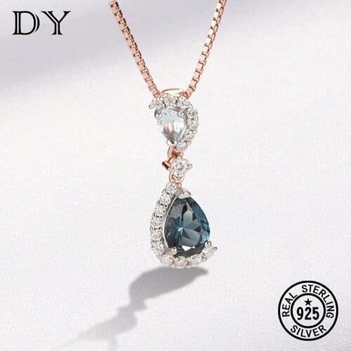 DY 925 Sterling Silver Necklace Pendant For Women Nano Created Stone Wedding Party Classic Gift Fine Jewelry