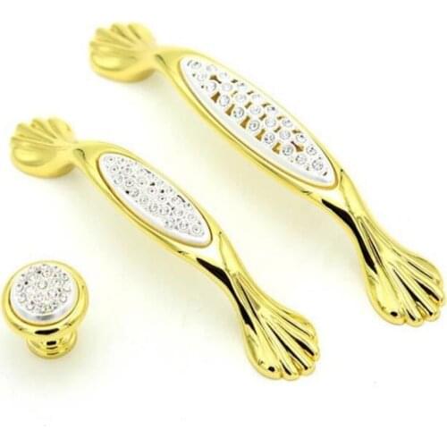 European diamond wardrobe drawer handle high grade Crystal furniture handle pastoral shoe cabinet knob drawer dresser knobs 96mm