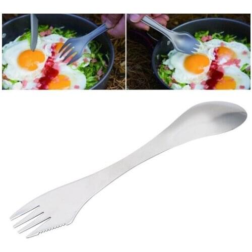 Good sell Fork spoon spork 3 in 1 tableware Stainless steel cutlery utensil combo Kitchen outdoor picnic scoop/knife/fork set