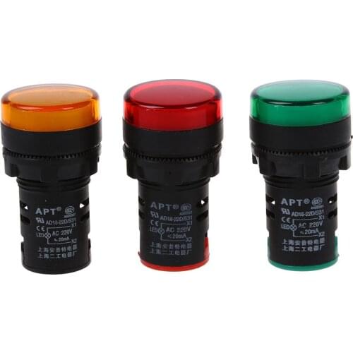 Red, yellow-green light lamp 22 mm LED pilot display panel AC 220 V 3 pcs