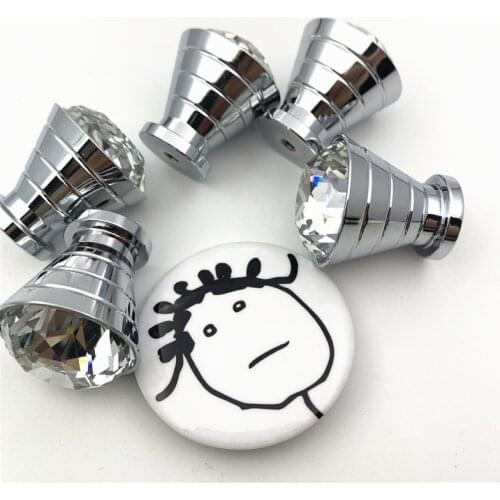 LCH Top Quality 27.8MMX30.8MM SILVER K9 Crystal Cabinet Knob Drawer Knobs Glass Knobs Door Handle Closet Handles on Chrome Base